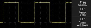 20 Hz Square Wave Output on an Oscilloscope