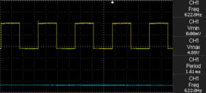 Oscilloscope output when potentiometer set to 100 KOhm