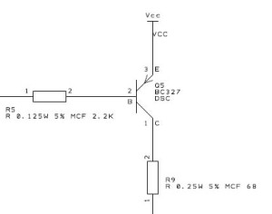 Power control for a single 7-segment LED module.