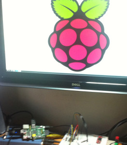 Raspberrry Pi hooked up to Monitor