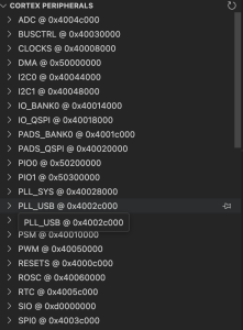 PicoW Peripheral Registers in VSCode